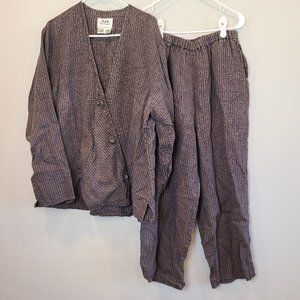 Flax Women's Wide Leg Pants & Jumpsuit Set - Gray